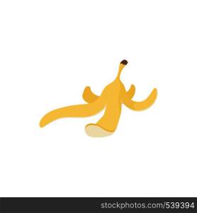 Banana peel icon in cartoon style on a white background. Banana peel icon, cartoon style