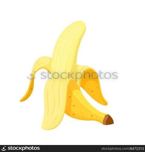 banana peeled cartoon vector. fruit skin, white open food, garbage yellow, trash slip, healthy diet banana peeled. isolated color illustration. banana peeled cartoon vector