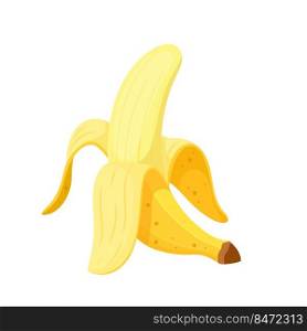 banana peeled cartoon vector. fruit skin, white open food, garbage yellow, trash slip, healthy diet banana peeled. isolated color illustration. banana peeled cartoon vector