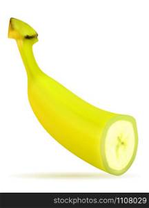 banana ripe yellow and a some green vector illustration isolated on white background