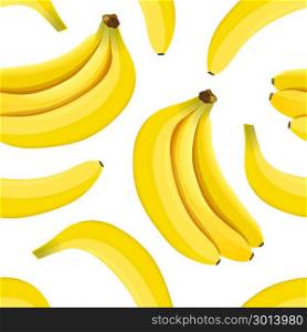 Banana seamless pattern. Ripe bananas isolated on white background. Banana seamless pattern vector. Bunch of Ripe bananas on a white background. For food design, restaurant, wrapping, health care products. Can be used as background, label, decoration