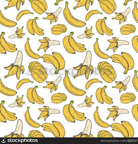 Banana seamless pattern. Summer fruits. vegetarian food. Vector illustration