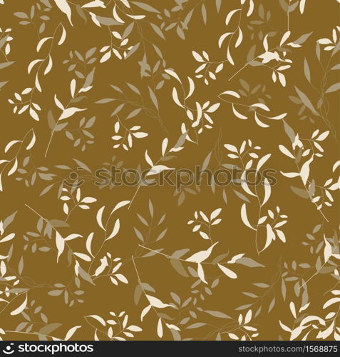 Banana tropical pattern with hand drawing khaki green exotic foliage and hawaii flowers in abstract style. Seamless graphic texture on light background. Summer beach or jungle art print