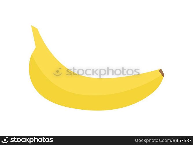 Banana vector in flat style design. Fruit illustration for conceptual banners, icons, mobile app pictogram, infographic, and logotype element. Isolated on white background. . Banana Vector Illustration In Flat Style Design.