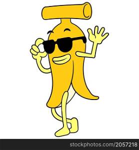 banana walking wearing cool stylish sunglasses