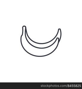 Bananas line icon isolated vector. Outline sketch banana. Linear black silhouette exotic tropical fruits on white background. Healthy organic food logo. Bananas line icon isolated vector