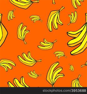 bananas seamless pattern background, cartoon cheerful bananas, sweet kids background