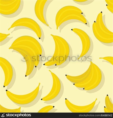 Bananas seamless pattern vector in flat style design. Healthy vegetarian food. Fresh fruits ornament for wallpapers, printing, textiles, web page design, surface textures, backgrounds. . Bananas Seamless Pattern Vector in Flat Design.. Bananas Seamless Pattern Vector in Flat Design.