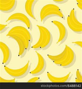 Bananas seamless pattern vector in flat style design. Healthy vegetarian food. Fresh fruits ornament for wallpapers, printing, textiles, web page design, surface textures, backgrounds. . Bananas Seamless Pattern Vector in Flat Design.. Bananas Seamless Pattern Vector in Flat Design.