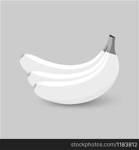 Bananas White color, isolated. Banana vector icon. White Banana with shadow vector icon. Bananas in modern simple flat design. Vector illustration