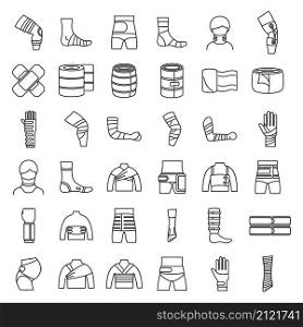 Bandage icons set outline vector. First aid. Medical trauma. Bandage icons set outline vector. First aid
