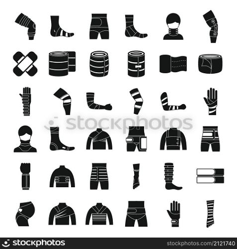 Bandage icons set simple vector. First aid. Medical trauma. Bandage icons set simple vector. First aid