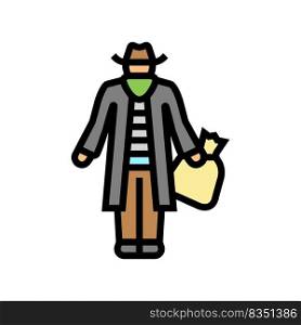 bandit man color icon vector. bandit man sign. isolated symbol illustration. bandit man color icon vector illustration
