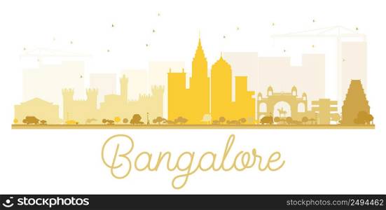 Bangalore City skyline golden silhouette. Vector illustration. Simple flat concept for tourism presentation, banner, placard or web site. Business travel concept. Cityscape with landmarks