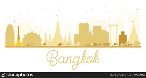 Bangkok City skyline golden silhouette. Vector illustration. Simple flat concept for tourism presentation, banner, placard or web site. Business travel concept. Cityscape with landmarks