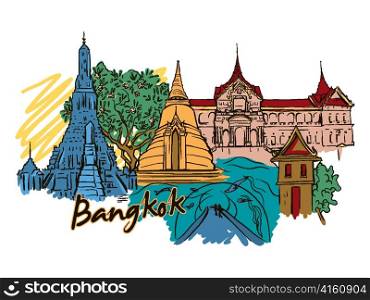 bangkok doodles vector illustration