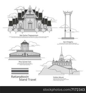 Bangkok Travel Drawing Style Vector Illustration