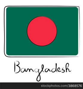 Bangladesh country flag doodle with title text isolated on white