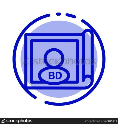 Bangladesh, Country, Flag, International Blue Dotted Line Line Icon