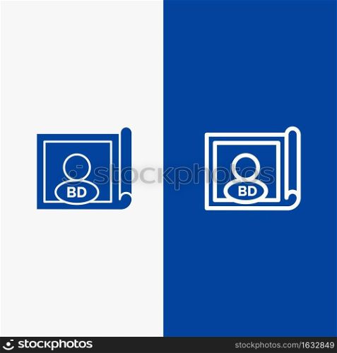 Bangladesh, Country, Flag, International Line and Glyph Solid icon Blue banner Line and Glyph Solid icon Blue banner