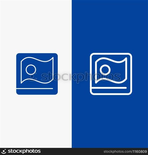 Bangladesh, Flag, Asian, Bangla Line and Glyph Solid icon Blue banner Line and Glyph Solid icon Blue banner