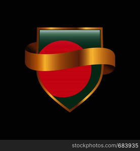 Bangladesh flag Golden badge design vector