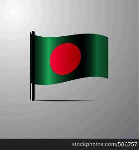 Bangladesh waving Shiny Flag design vector