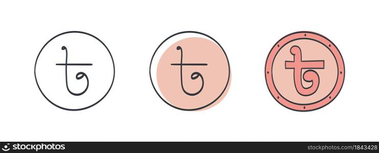 Bangladeshi Taka icons. Painted Taka symbol. Signs of the currencies of the world. Vector illustration