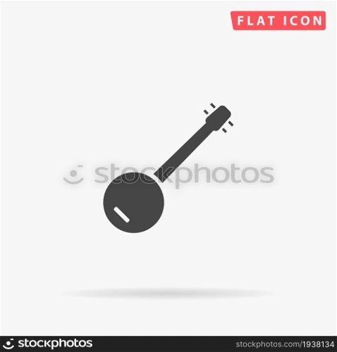 Banjo flat vector icon. Glyph style sign. Simple hand drawn illustrations symbol for concept infographics, designs projects, UI and UX, website or mobile application.. Banjo flat vector icon