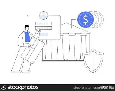 Bank account abstract concept vector illustration. Personal bank account, savings deposit, online banking, credit card details, opening service, corporate offshore, visit office abstract metaphor.. Bank account abstract concept vector illustration.