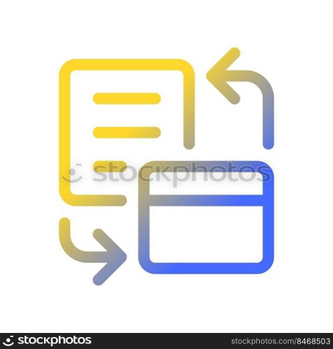 Bank account statement pixel perfect gradient linear ui icon. Official summary of card transactions. Line color user interface symbol. Modern style pictogram. Vector isolated outline illustration. Bank account statement pixel perfect gradient linear ui icon