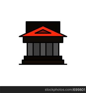Bank, Architecture, Building, Court, Estate, Government, House, Property Flat Color Icon. Vector icon banner Template