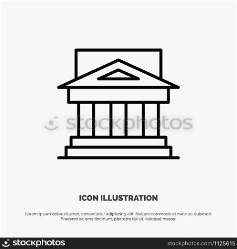 Bank, Architecture, Building, Court, Estate, Government, House, Property Line Icon Vector