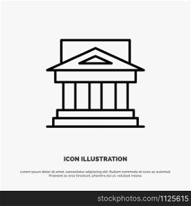 Bank, Architecture, Building, Court, Estate, Government, House, Property Line Icon Vector