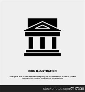 Bank, Architecture, Building, Court, Estate, Government, House, Property solid Glyph Icon vector