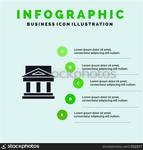 Bank, Architecture, Building, Court, Estate, Government, House, Property Solid Icon Infographics 5 Steps Presentation Background
