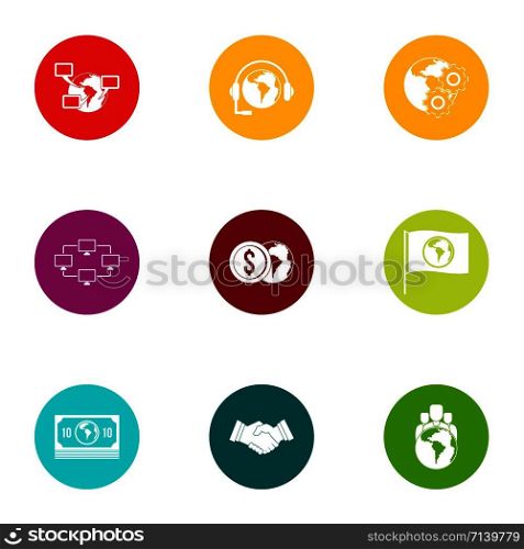 Bank assistance icons set. Flat set of 9 bank assistance vector icons for web isolated on white background. Bank assistance icons set, flat style