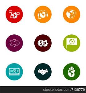 Bank assistance icons set. Flat set of 9 bank assistance vector icons for web isolated on white background. Bank assistance icons set, flat style