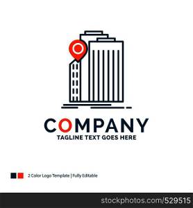 bank, banking, building, federal, government Logo Design. Blue and Orange Brand Name Design. Place for Tagline. Business Logo template.