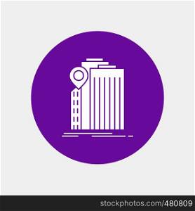 bank, banking, building, federal, government White Glyph Icon in Circle. Vector Button illustration. Vector EPS10 Abstract Template background