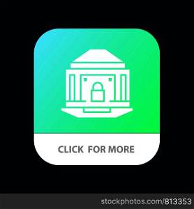 Bank, Banking, Internet, Lock, Security Mobile App Button. Android and IOS Glyph Version