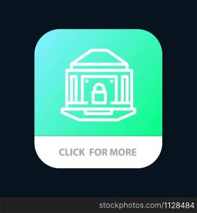 Bank, Banking, Internet, Lock, Security Mobile App Button. Android and IOS Line Version