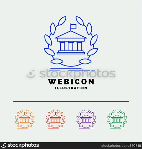 bank, banking, online, university, building, education 5 Color Line Web Icon Template isolated on white. Vector illustration. Vector EPS10 Abstract Template background