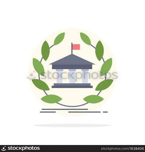 bank, banking, online, university, building, education Flat Color Icon Vector