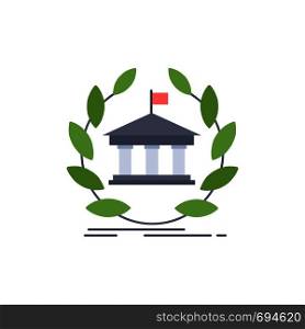 bank, banking, online, university, building, education Flat Color Icon Vector