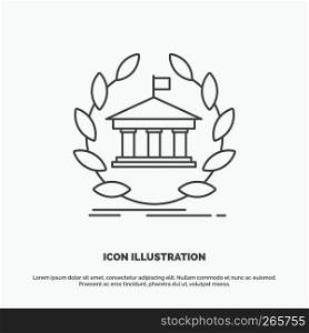 bank, banking, online, university, building, education Icon. Line vector gray symbol for UI and UX, website or mobile application