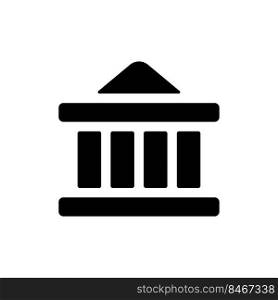 Bank black glyph ui icon. Government building. Courthouse. Banking services. User interface design. Silhouette symbol on white space. Solid pictogram for web, mobile. Isolated vector illustration. Bank black glyph ui icon