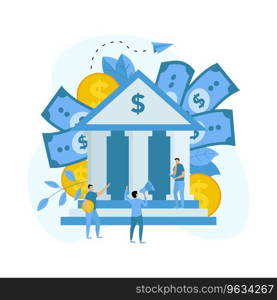 Bank building exterior with dollar money Vector Image