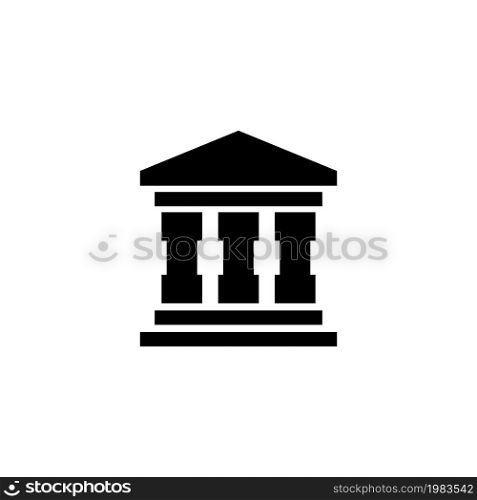 Bank Building. Flat Vector Icon illustration. Simple black symbol on white background. Bank Building sign design template for web and mobile UI element. Bank Building Vector Icon