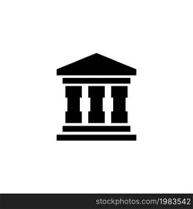 Bank Building. Flat Vector Icon illustration. Simple black symbol on white background. Bank Building sign design template for web and mobile UI element. Bank Building Vector Icon